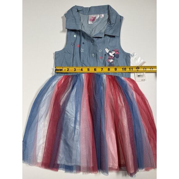 Disney Junior Minnie Summer tutu Dress Red White and Blue Sleeveless Sz 5T - Picture 7 of 9